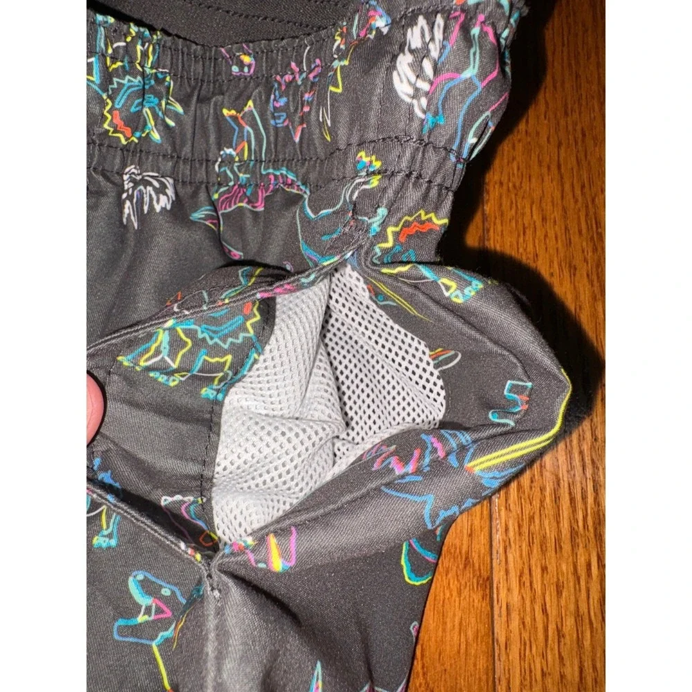 Cat‎ & Jack Boys Neon Dinosaur Swim Trunks Gray Size S 6/7 Board Shorts